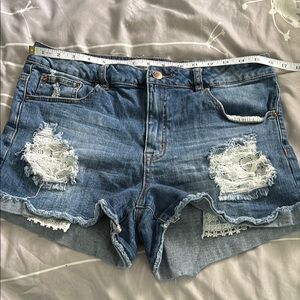 Urban Heritage Blue Distressed Jean Shorts